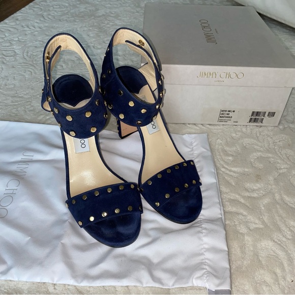 Jimmy Choo Veto 100 Navy Sandal - Picture 3 of 9